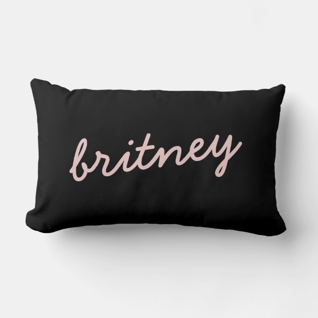 Almofada Lombar Monograma e Nome Moderno Pink Pidroso Blush (Frente)