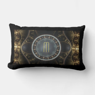 Almofada Lombar Monograma Fractal Steampunk de Ornamentado metálic
