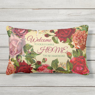 Almofada Lombar Monograma Home bem-vindo dos rosas do Victorian do