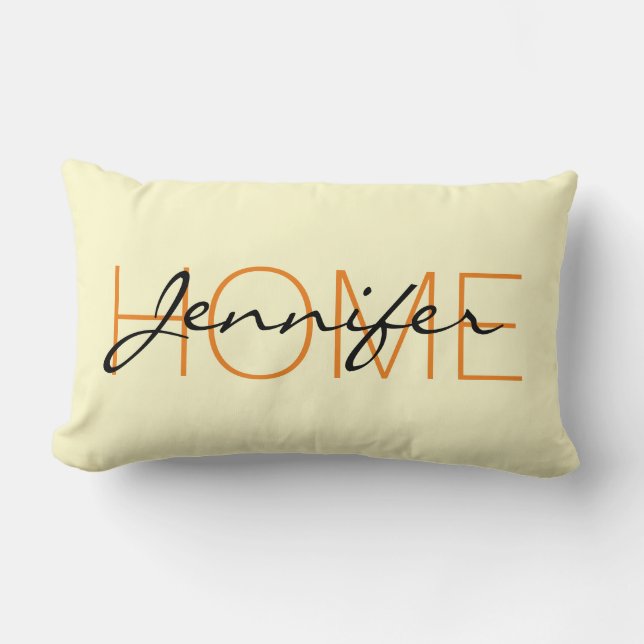 Almofada Lombar Monograma inicial de cor creme (Frente)