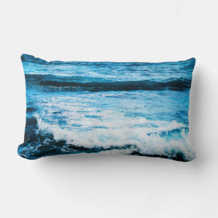 Almofada Lombar Monograma personalizado das ondas azuis do Havaí