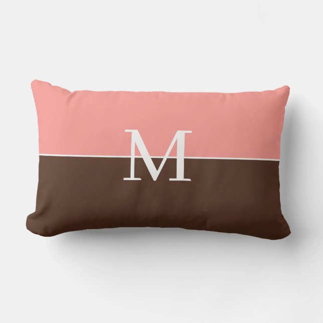 Almofada Lombar Monograma rosa e marrom feminino (Frente)