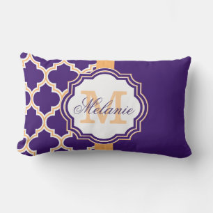 Almofada Lombar Monograma roxo de Quatrefoil