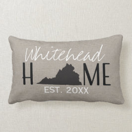 Almofada Lombar Monogrammed Burlap Home State Virginia |