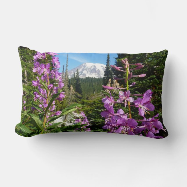 Almofada Lombar Monte Rainier Entre Flores Do Phlox Roxo (Frente)