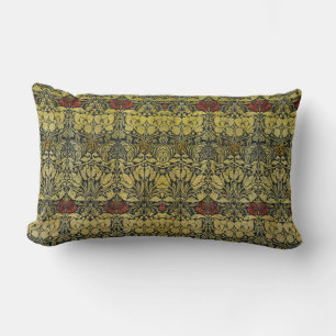 Almofada Lombar Morris - Padrão de Tulipa e Rosa do Vintage 1890
