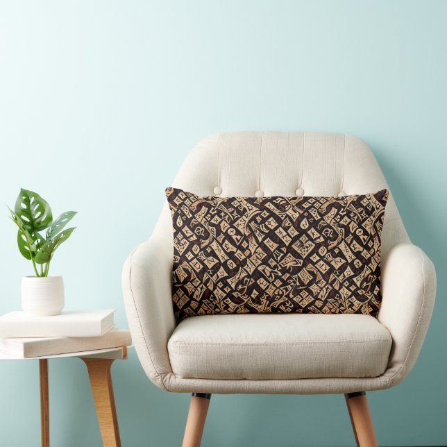 Almofada Lombar Mosaico Brown e Tan Abstrato (Cadeira)