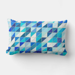 Almofada Lombar Mosaico - Sombras de azul e branco