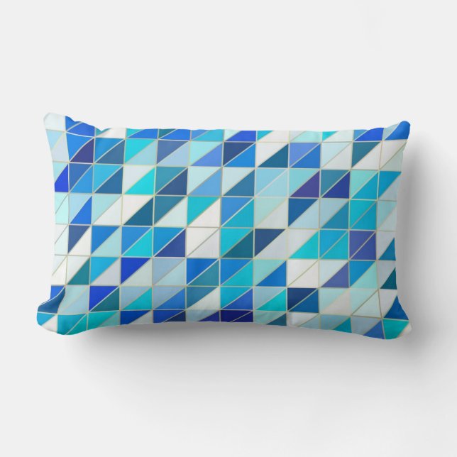 Almofada Lombar Mosaico - tons de azul e branco (Frente)