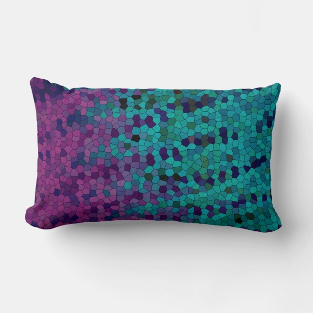 Almofada Lombar Mosaico violeta roxo azul-turquesa (Frente)