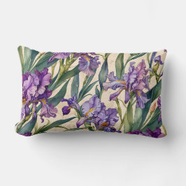 Almofada Lombar Mostra íris púrpura em Ecru