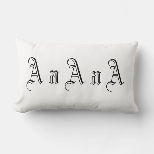 Almofada Lombar Múltiplos monogramas A em preto e branco (Frente)