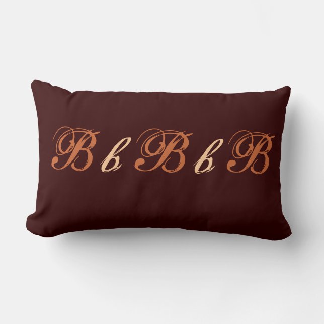 Almofada Lombar Múltiplos monogramas B em castanho e bege (Frente)