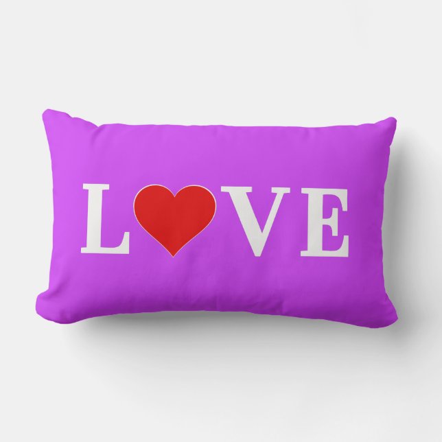 Almofada Lombar Na moda do Coração Elegante de AMOR Roxo (Frente)