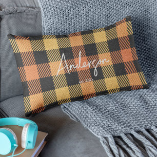 Almofada Lombar Na moda Laranja Amarelo Amarelo Xadrez de Cores