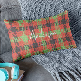 Almofada Lombar Na moda Vermelho e Verde Xadrez de cor de feriado 