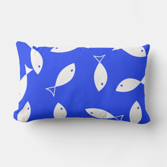 Almofada Lombar Na moda White Fish Patterme Sea Theme Travesseiro  (Frente)