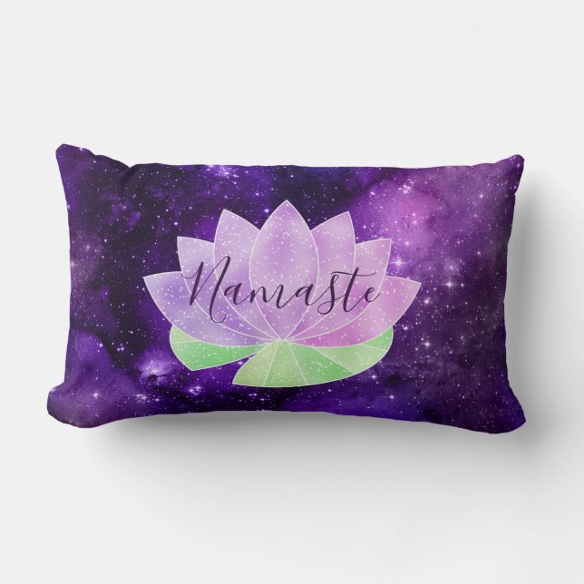 Almofada Lombar Namaste Roxo Cósmico Flor Lotus Chic Cozy (Frente)