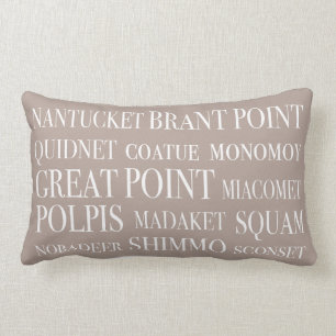 Almofada Lombar Nantucket coloca a avelã bege náutica & o branco