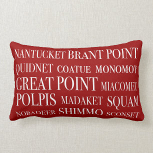 Almofada Lombar Nantucket coloca vermelho & branco náuticos