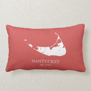 Almofada Lombar Nantucket Island Map nantucket red Lumbar Travesse