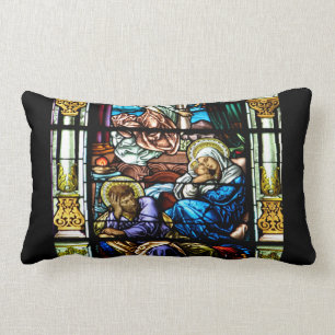 Almofada Lombar Nascimento da janela de vitral de Jesus