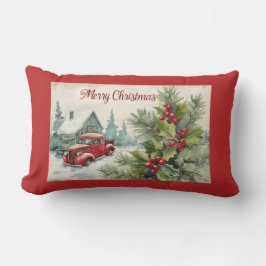 Almofada Lombar Natais vintages de Caminhão Vermelho
