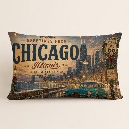 Almofada Lombar Natal Antigo Chicago Illinois Rota 66