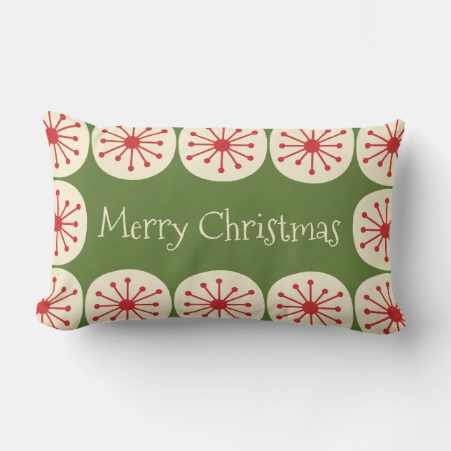 Almofada Lombar Natal atômico Retro Meio século Feliz Natal (Frente)