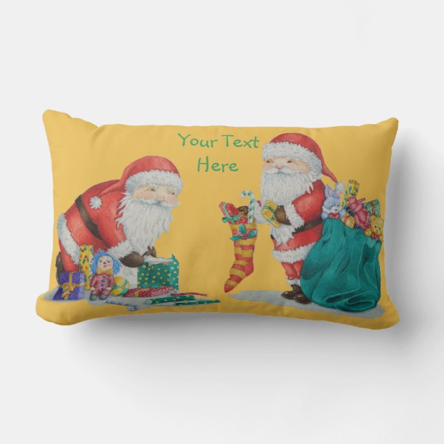 Almofada Lombar Natal bonito do pai com brinquedos e presentes no (Frente)