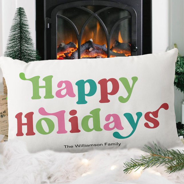 Almofada Lombar Natal de Férias Felizes e Feriados Retro (Criador carregado)