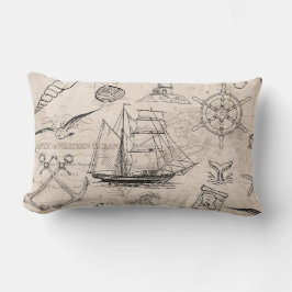 Almofada Lombar Nautical Map Sailing Ship