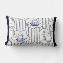 Almofada Lombar Navio de Elemento Marinho Nega Farol de Stripe Mar