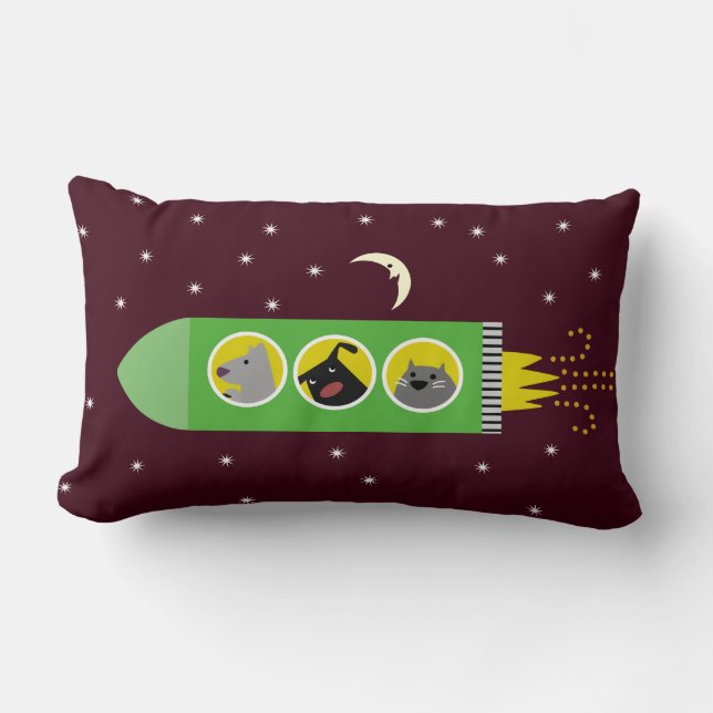 Almofada Lombar Navio de Rocket do cão & do gato (Frente)