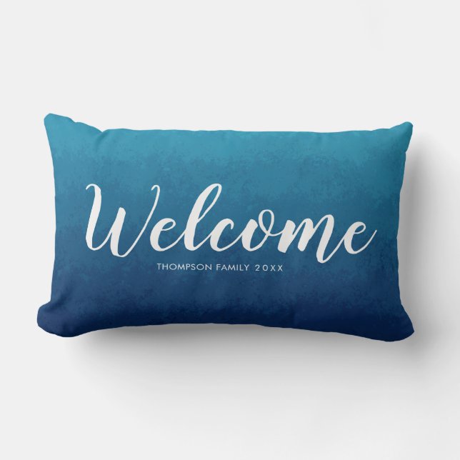 Almofada Lombar  Navy blue welcome summer throw pillow (Frente)
