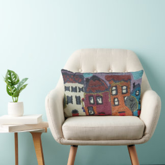 Almofada Lombar needle punc neighborhood design pillow/houses