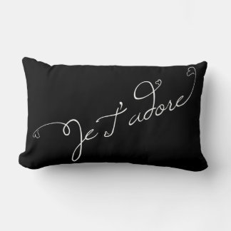 Almofada Lombar negro Je T Adore Frase francesa