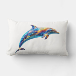 Almofada Lombar Neon Abstract Dolphin Art – Colorful Energy Wave 