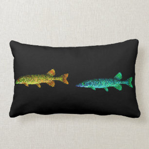 Almofada Lombar Neon Dourado Amarelo, Blue Shinny Long Fish e Pret