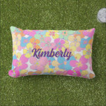 Almofada Lombar Neon Retro-Floral Personalizado Rosa<br><div class="desc">Padrão floral de neon retro faux. Rosa,  laranja,  menta,  azul,  amarelo,  estético floral neon.</div>