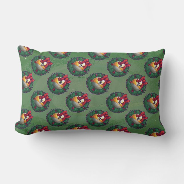 Almofada Lombar Nine Ball in Wreath Pattern on Green (Frente)