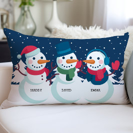 Almofada Lombar Nome da Família Boneco de Neve Natal Festa Adoráve