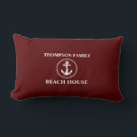Almofada Lombar Nome da família de cordas de ancoragem náutica Bea<br><div class="desc">Seu nome familiar Beach House Rope & Anchor Deep Red Lumbar Travesseiro Cushion.</div>