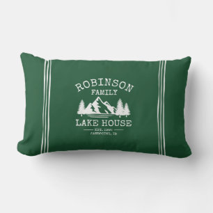 Almofada Lombar Nome da família Lago House Trees Forest Green