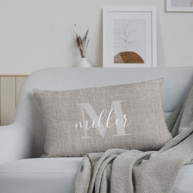 Almofada Lombar Nome da Família Rustic Monogramed Travesseiro lomb (Criador carregado)