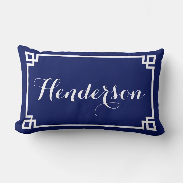 Almofada Lombar Nome de família chave grego do marinho (Frente)