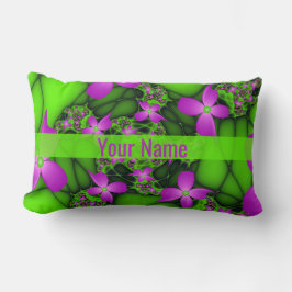 Almofada Lombar Nome de Flores Abstratas Modernas Rosa Verde Neon