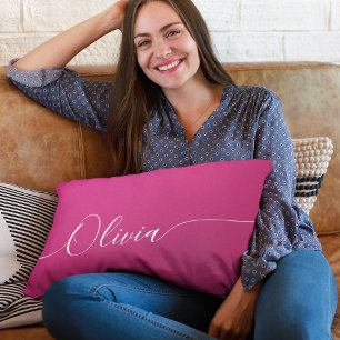 Almofada Lombar Nome de Letra de Caligrafia Elegante Branca com Br