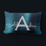 Almofada Lombar Nome do Monograma do Luxury Blue Stainless Steel<br><div class="desc">Blue Faux escovado Metálico Metálico Sem Aço Inoxidável Nome Monograma Mousepad. Este monograma de Mousepad pode ser personalizado para incluir seu primeiro nome e inicial e é perfeito para a escola ou o escritório e faz um excelente de Natal ou Presente de Aniversário.</div>