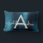 Almofada Lombar Nome do Monograma do Luxury Blue Stainless Steel<br><div class="desc">Blue Faux escovado Metálico Metálico Sem Aço Inoxidável Nome Monograma Mousepad. Este monograma de Mousepad pode ser personalizado para incluir seu primeiro nome e inicial e é perfeito para a escola ou o escritório e faz um excelente de Natal ou Presente de Aniversário.</div>
